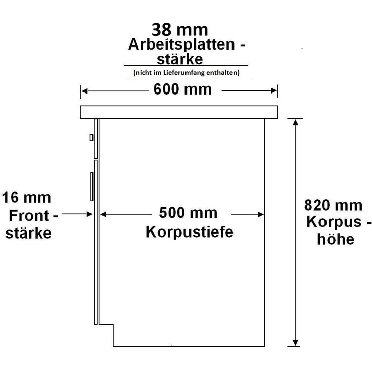 Küchen Herdunterschrank 60 cm COMO Kaschmir beige matt + Weiß matt Küche Küchenzeile Küchenblock Einbauküche – Bild 2