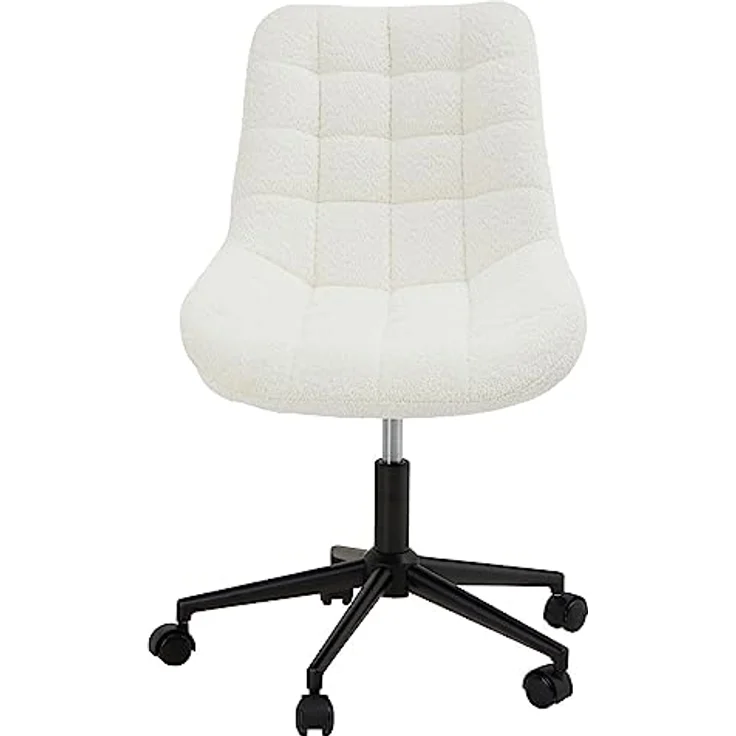 IDIMEX Drehstuhl Task, Weiß, höhenverstellbar, mit fünf Doppelrollen, Bouclé Stoff, modernes Design – Bild 4