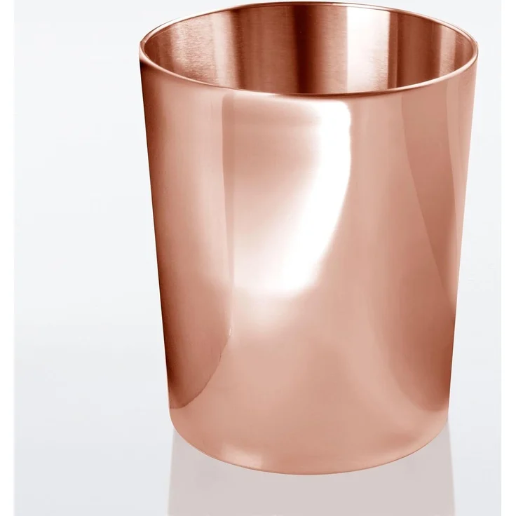 mDesign Mülleimer Abfalleimer Papierkorb Rund 6,4L Bad Metall Roségold – Bild 5