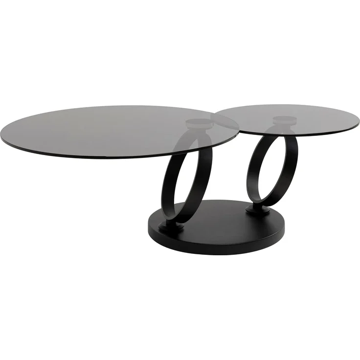 Kare Design Couchtisch Beverly Smoke, Schwarz, Beistelltisch, Glas Tischplatte, Stahlgestell, Drehbar, Wohnzimmer, 42 x 132 x 80 cm – Bild 5
