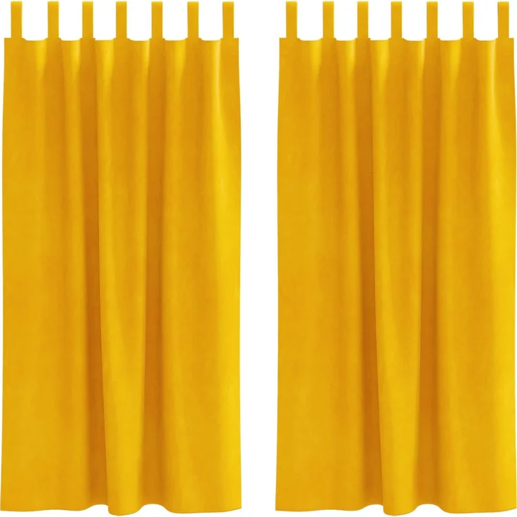 Verdunkelungsvorhänge 2 pcs | für Wohnzimmer & Schlafzimmer Senfgelb 140 x 175 cm Samt – Bild 1