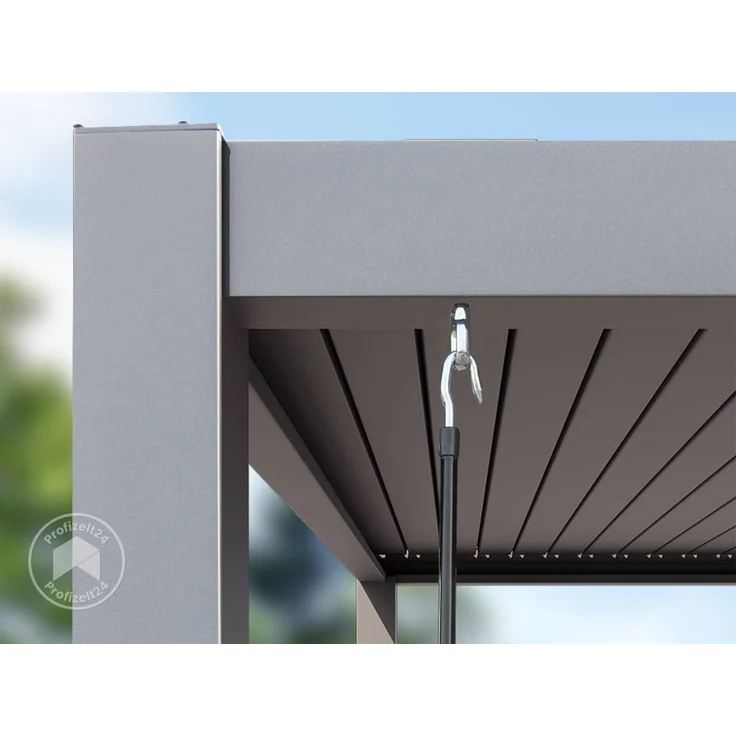 PRIMEYARD Pergola 3x4 m Aluminium Pfosten mit Lamellendach aus Aluminium graue Terrassenüberdachung – Bild 8