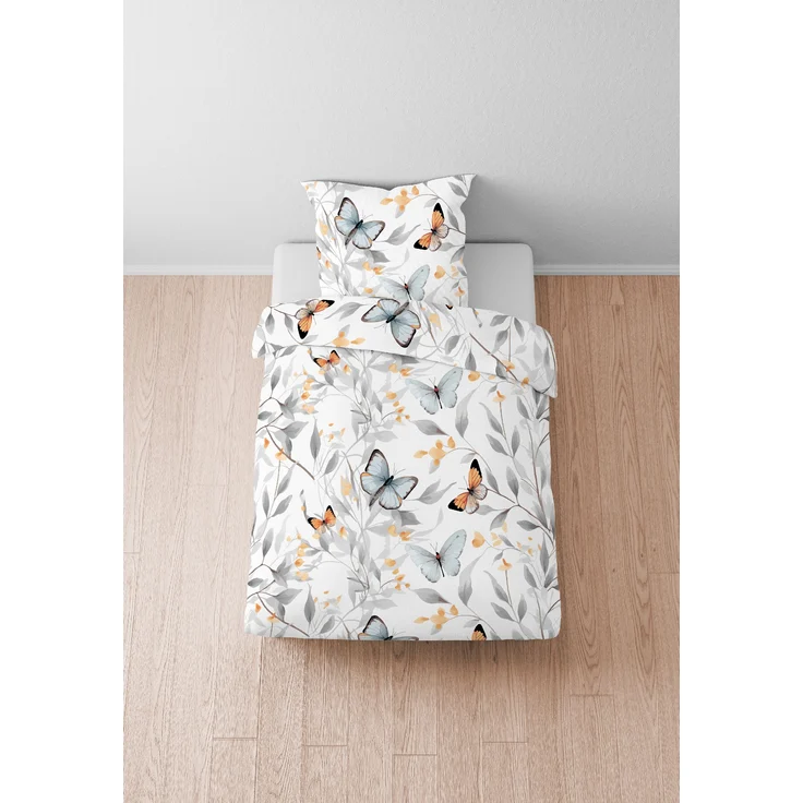 biberna Tencel Bettwäsche SCHMETTERLINGE, weiss, 1x 135x200 cm + 1x 80x80 cm – Bild 4