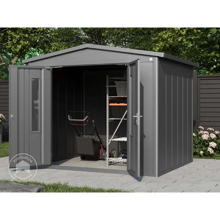 GFP Primeyard Gerätehaus Metall Gartenhaus 263x228x231 cm Geräteschuppen Satteldach anthrazit – Bild 2
