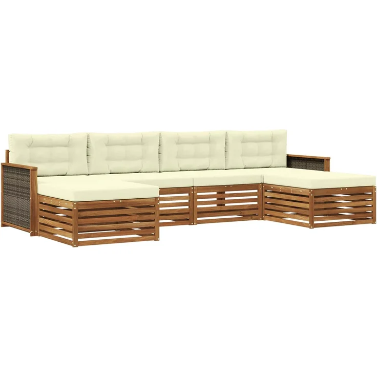 vidaXL Outdoor-Sofagarnitur 6 stk. 4-Sitzer Natur und Creme 3383678 – Bild 2
