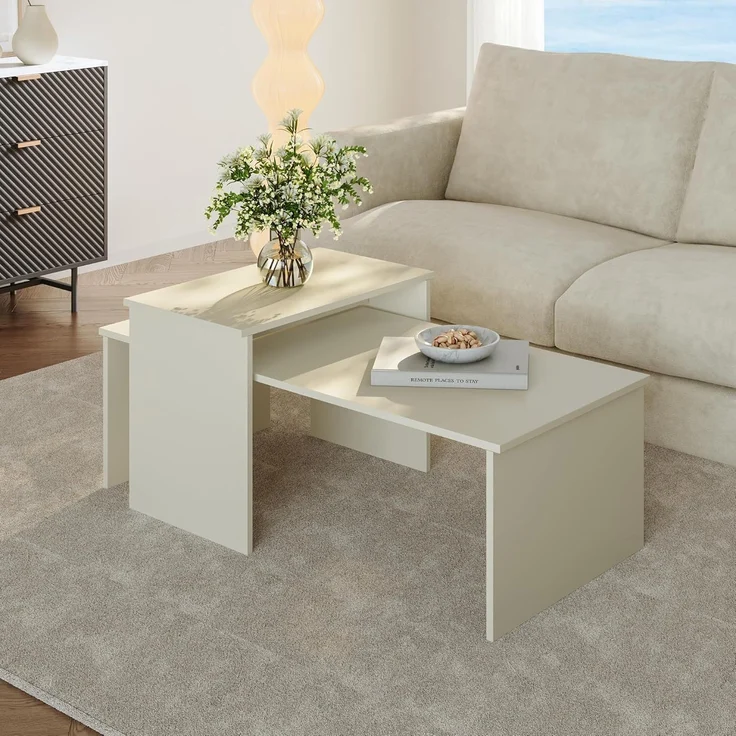 Satztisch 2er Set Sotapim Sandfarben [en. casa] – Bild 1