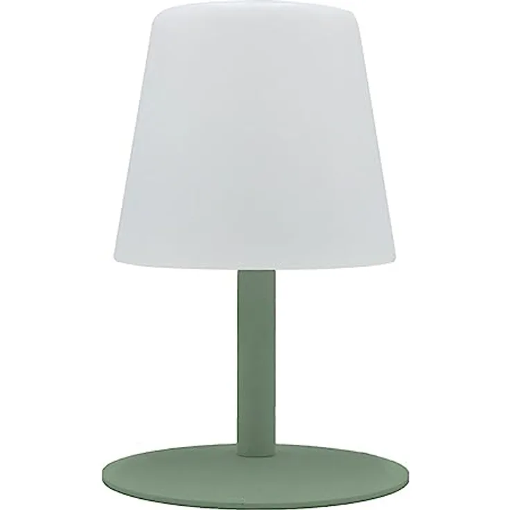 LUMISKY Tischlampe STANDY MINI Olive, kabellose LED-Nachttischlampe mit dimmbarer Helligkeit, spritzwassergeschützt, h25cm