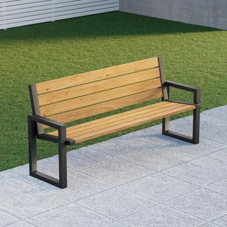 QLS Gartenbank Bankbeine ROM (Set 2 Stück, pulverbeschichtet), Bankgestell Bankfüße Beine aus Stahl schwarz – Bild 4