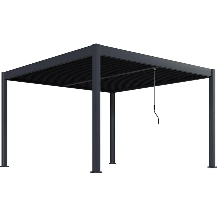 Voll-Aluminium Deluxe Lamellendach Pergola 4x4 m anthrazit