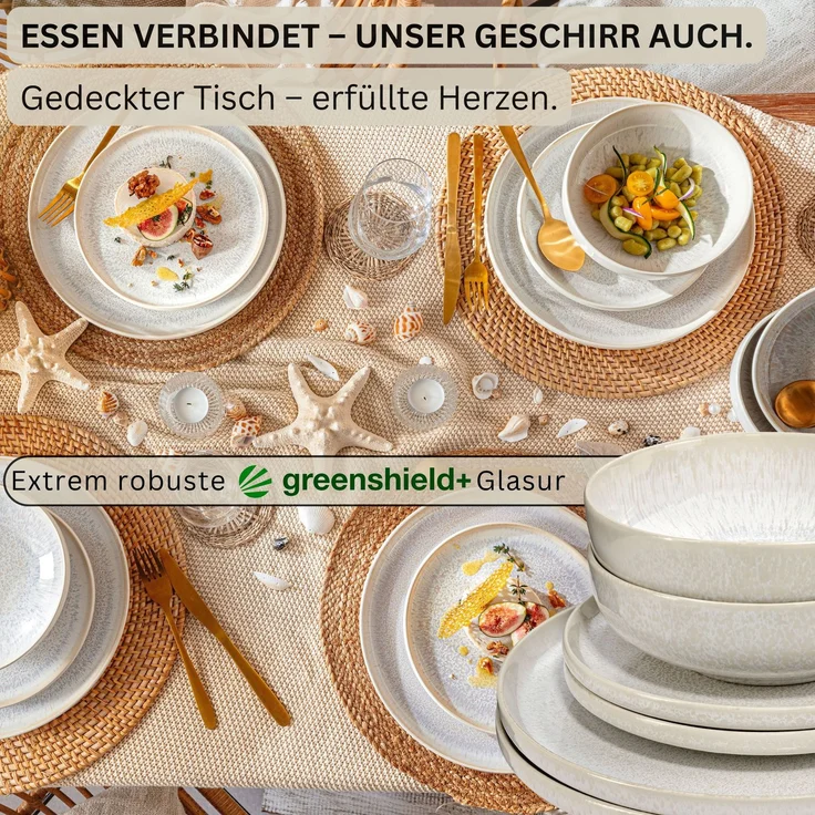SÄNGER Steingut Geschirrset Korfu, Tafelservice 24 teilig für 8 Personen – Bild 6