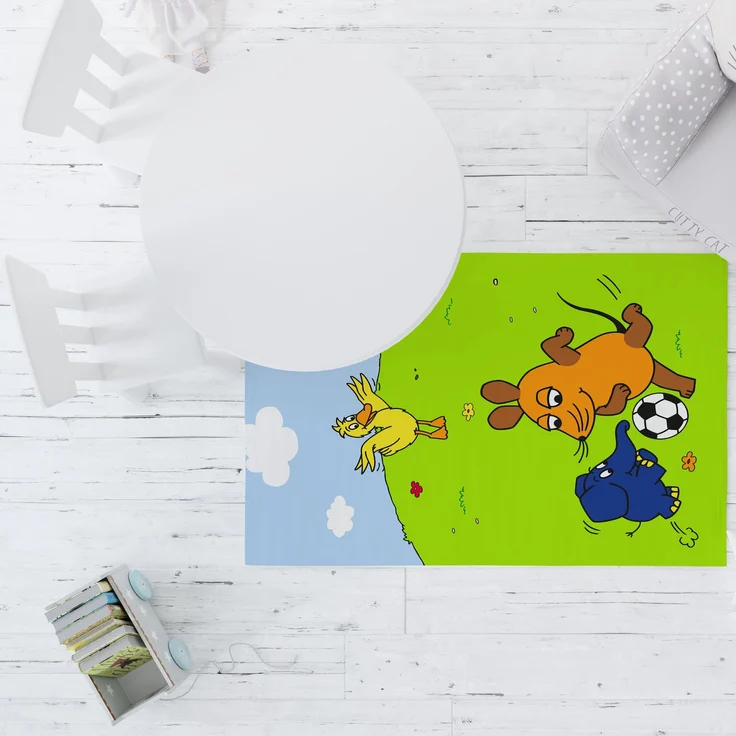 BERONAGE Kinderteppich Die Sendung mit der Maus Fußball Spiel-Teppich 100x133 cm, rechteckig, Höhe: 10 mm, rutschfest – Bild 5
