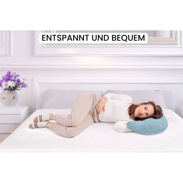 Amilian Stillkissen - Lagerungskissen - Schwangerschaftskissen mit Füllung und Bezug, Stillmond - Stillhörnchen - pregnancy pillow, für Mütter und Babys – Bild 4