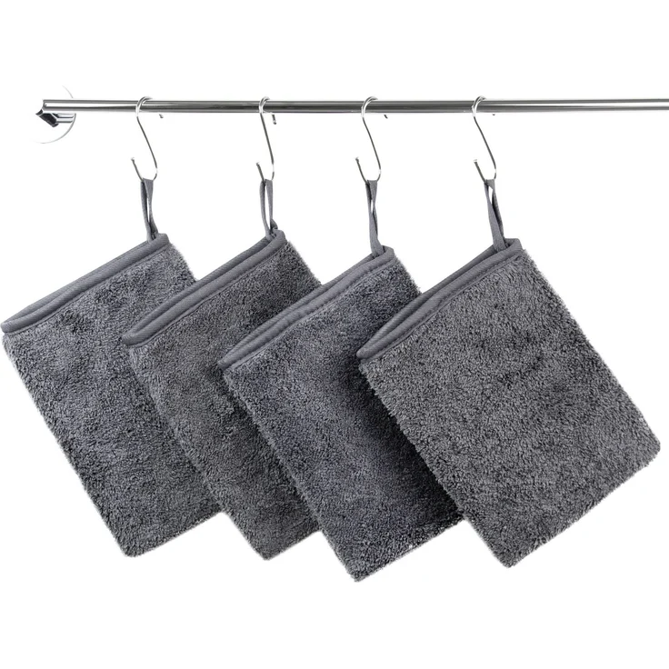 ZOLLNER 9er Set Waschlappen / Waschhandschuh Mikrofaser, grau, 16x21 cm – Bild 3