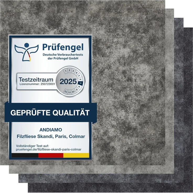 Andiamo Teppichfliese Colmar Nadelfilz, quadratisch, Höhe: 4 mm, 40x40 cm, selbstklebend, robust & strapazierfähig, 25 Stück (4 qm)