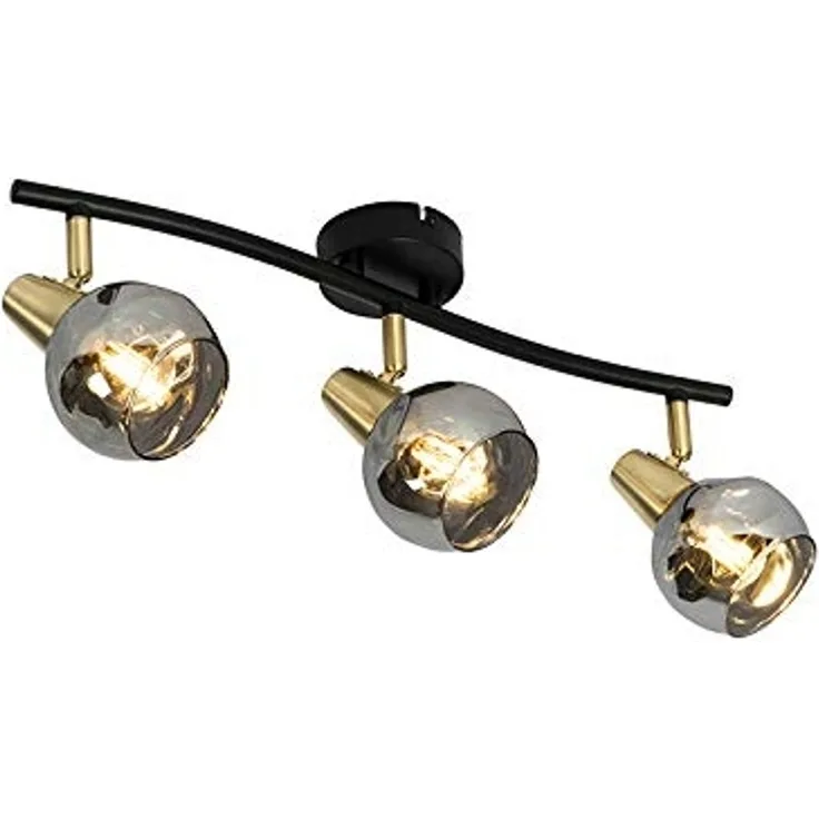 Qazqa Deckenleuchte Vidro, ohne Leuchtmittel, E14, Gold/Messing, Art Deco, Glas, 3-flammig