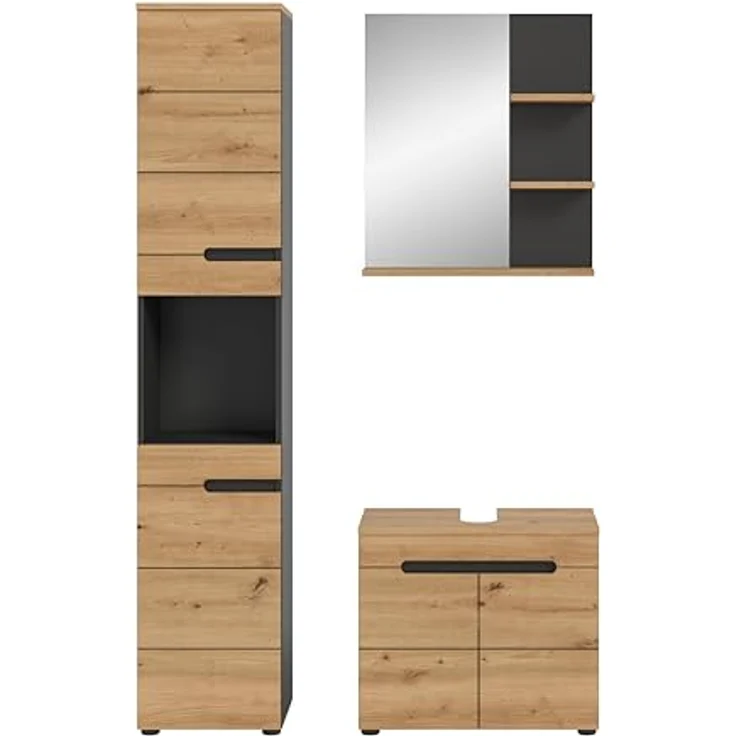 Xonox Canu Badkombination (B/H/T: 116x193x34 cm) in Basalt grau Nachbildung und Artisan Nachbildung – Bild 5