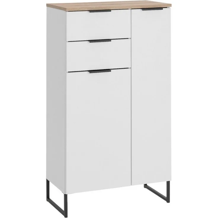 moebel-dich-auf Kommode ASPEN (Highboard, Badschrank mit 2 Schubkästen, in Schwarz matt, Weiß matt), Breite 60 cm