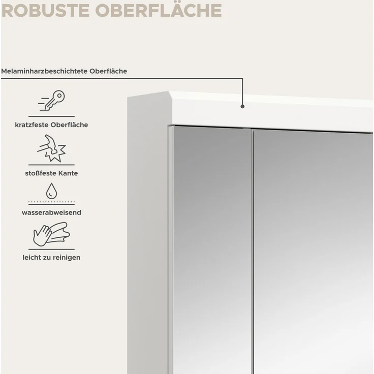 Xonox Scout Spiegelschrank (B/H/T: 60x79x18 cm) in weiß Nachbildung und weiß Hochglanz tiefzieh – Bild 9