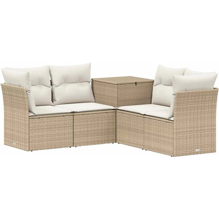 vidaXL Sofa Set 5 stk. Beige und Cremeweiß 179 x 179 x 85 cm 3447842 – Bild 2
