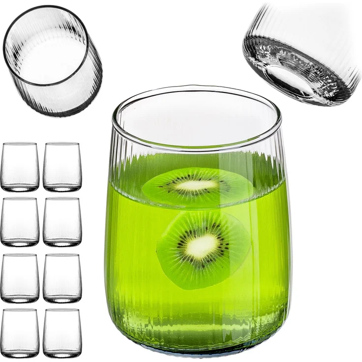 KADAX Wassergläser, Set von 8, Trinkgläser, Saftgläser aus Glas, robuste Gläser für Wasser, Saft, Garten, Party, Drink, Bier, Universalgläser, Cocktailgläser, Getränkegläser – Bild 3