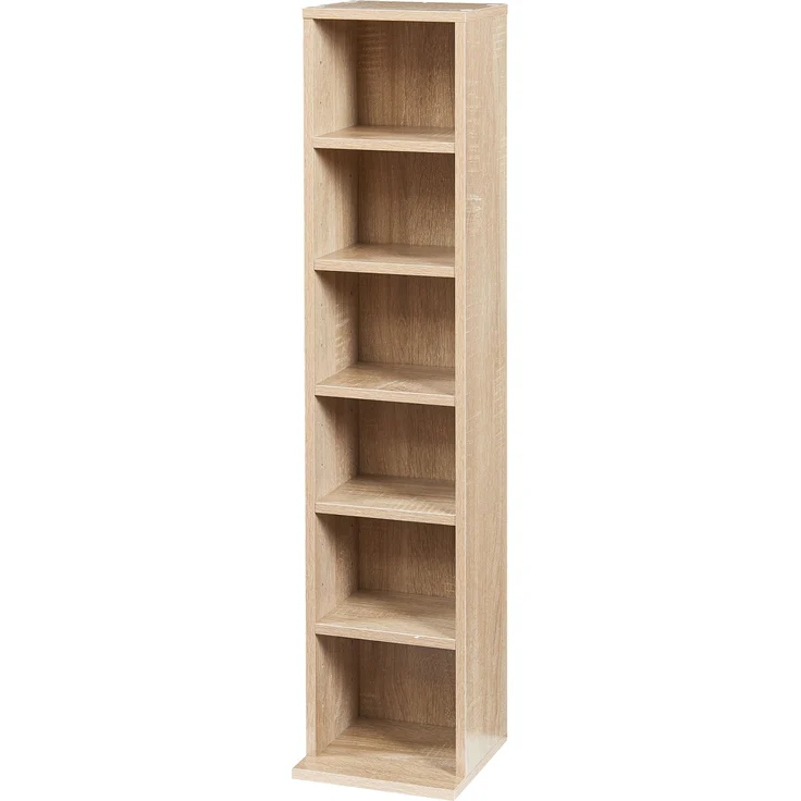 CD Regal Tynset 90x20x20 cm mit 6 Fächern Sonoma-Eichenoptik [en. casa] – Bild 3