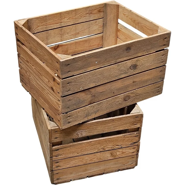 Holzkisten Obstkisten Vintage Natur 50 x 40 x 30cm im 2er Set – Bild 2