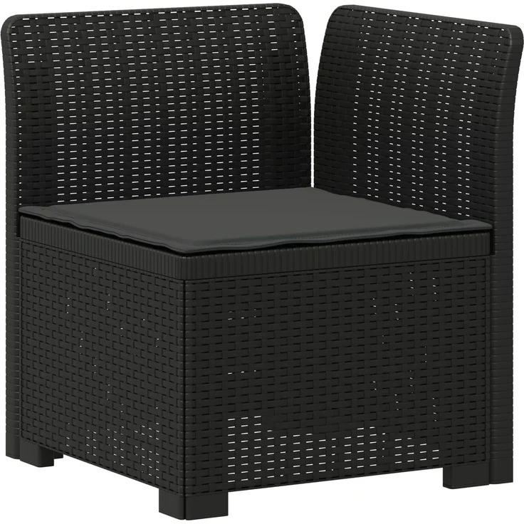 vidaXL 5-Sitzer Gartensofa mit Kissen Rattan-Look PP Anthrazit 3443891 – Bild 5