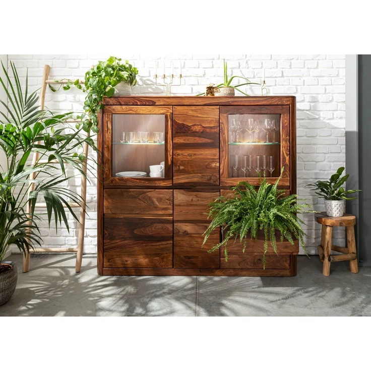 Highboard Sheesham 166x40x145 walnuss gewachst TORONTO #204 – Bild 3