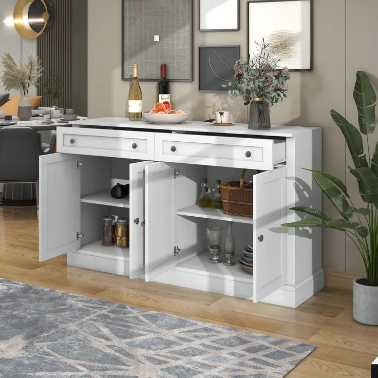 Sideboard 150/40/86 cm, Mehrzweckschrank mit Türen und Schubladen, Küchenschrank, Aufbewahrungsschrank, Wohnzimmerschrank – Bild 3