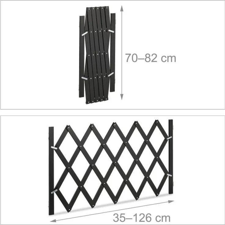 Relaxdays Hundeabsperrgitter ausziehbar bis 126 cm, 70-82 cm hoch, Bambus, Hunde Schutzgitter, für Treppe & Tür, Schwarz – Bild 4