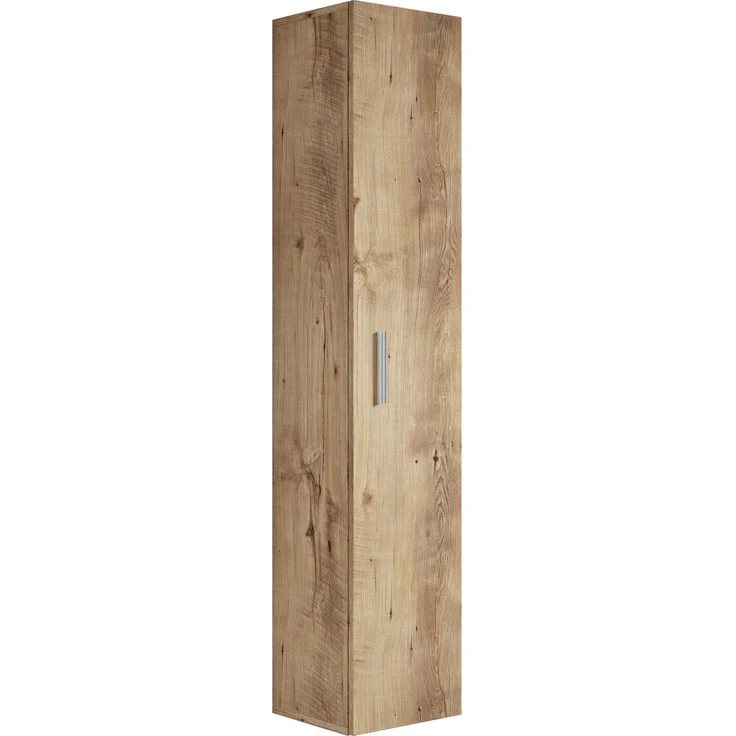 Badplaats Badezimmerschrank Pluto 30 x 30 x 150 cm Kastanien Eiche - Hoch Badschrank mit 1 Tür – Bild 1