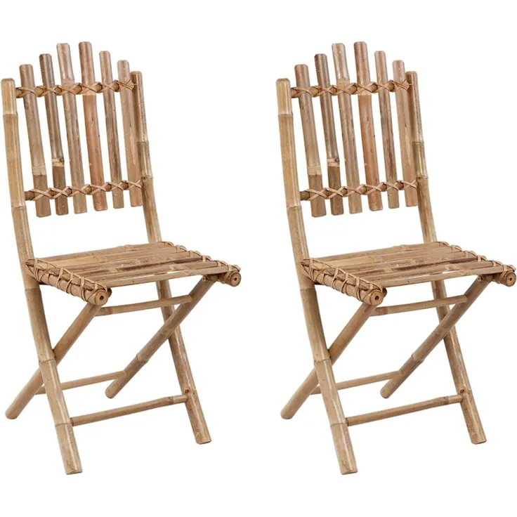 vidaXL Klappbare Gartenstühle 2 Stk. mit Kissen Bambus 3064011