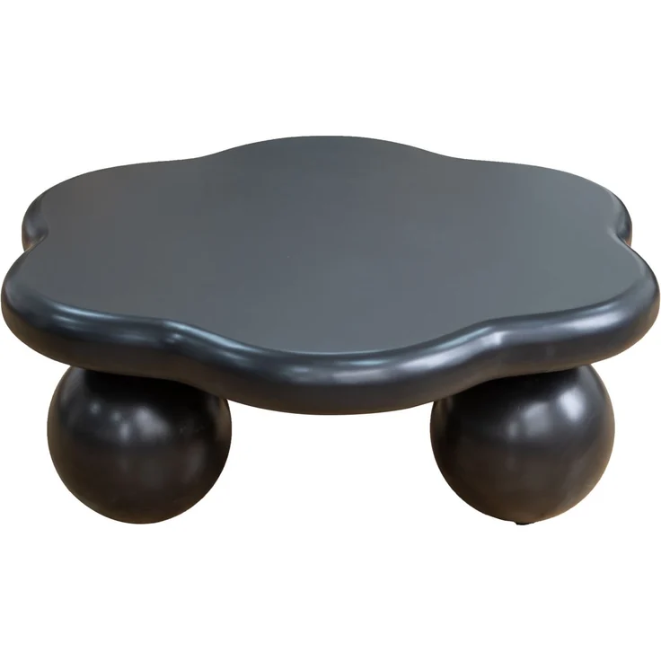DESVIAE Couchtisch mit abgerundeter Wolkenform Ø80x35 cm aus MDF und Kunststoff, Schwarz – Bild 5