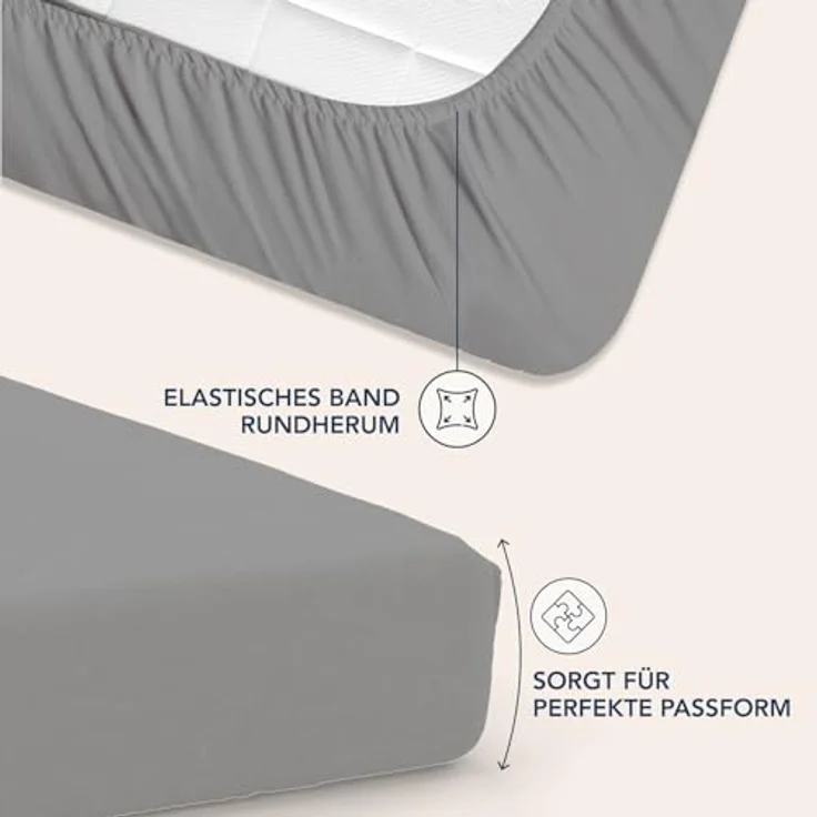Dreamzie Spannbettlaken 160x200 cm - 35 cm Tiefe Tasche - 100% Mikrofaser Bettlaken - Anthrazit, Schadstoffgeprüft(Oeko TEX), Bettlaken mit Gummizug – Bild 4