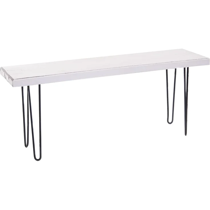 Sitzbank Bohle 120 Mahagoni Massivholz, Metallbeine 06 weiß-landhaus – Bild 2
