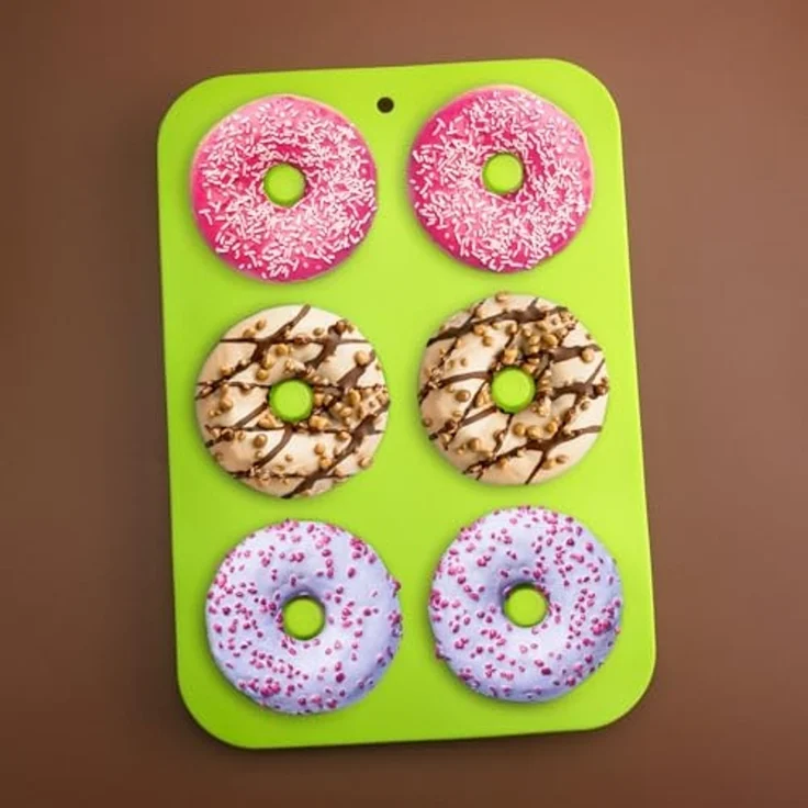 PRECORN Donutform Lebensmittelechte Silikon Donut Form Backen Antihaft faltbar Backform, (2-tlg) – Bild 2