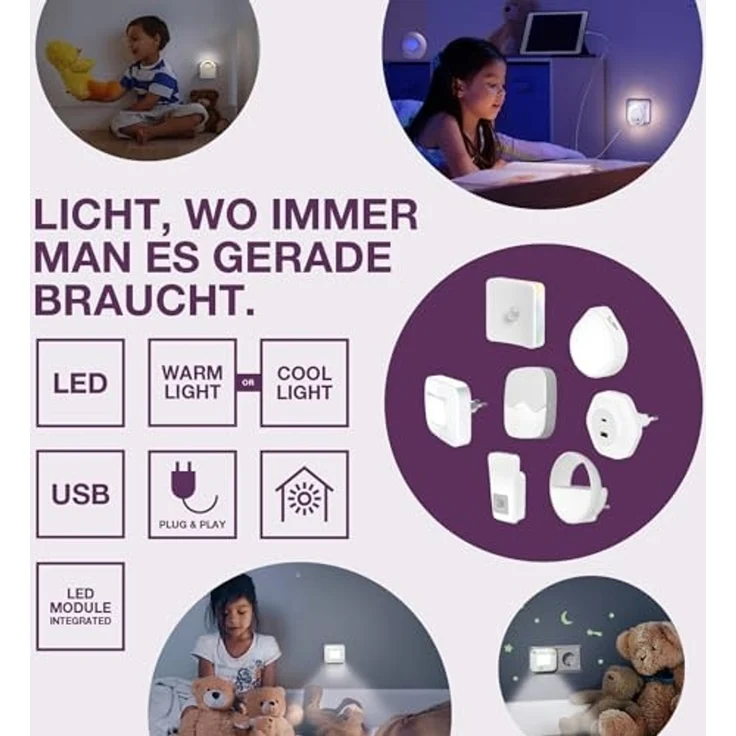 Osram LED-Nachtlicht Nightlux Hall mit Licht- & Bewegungssensor 8,4 cm kaltweiß silber – Bild 6