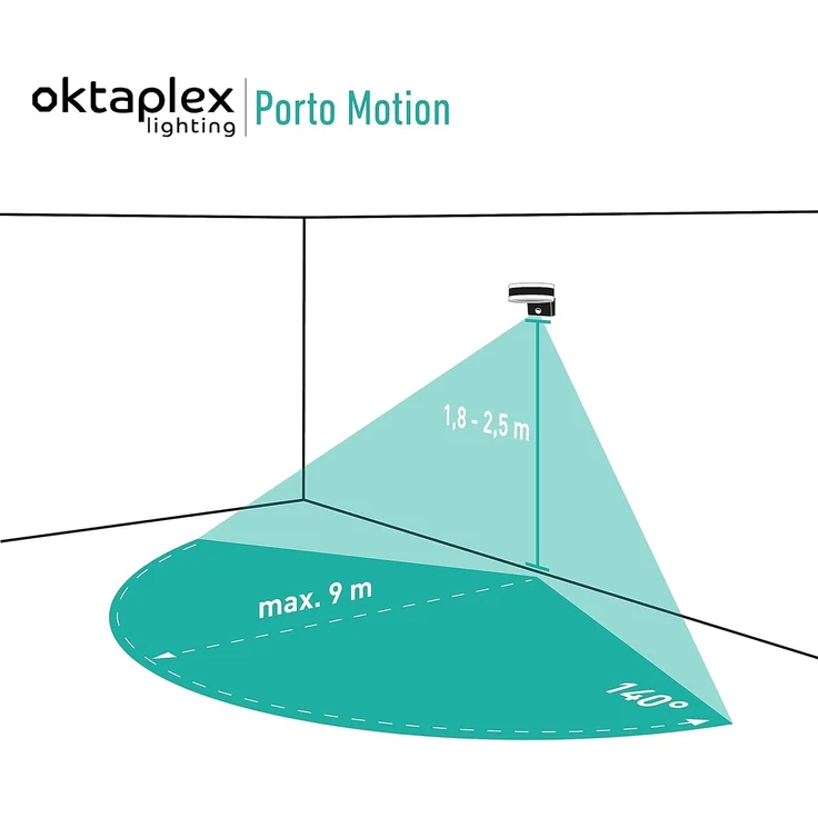 Oktaplex lighting LED Außen-Wandleuchte Porto IP65, Bewegungsmelder, LED fest integriert, Warmweiß, Außenbeleuchtung 15 Watt 1420 Lumen anthrazit – Bild 3