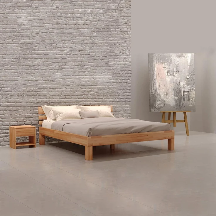 Krok Wood Massivholzbett Julia mit Kopfteil in Buche 140x200 cm – Bild 1
