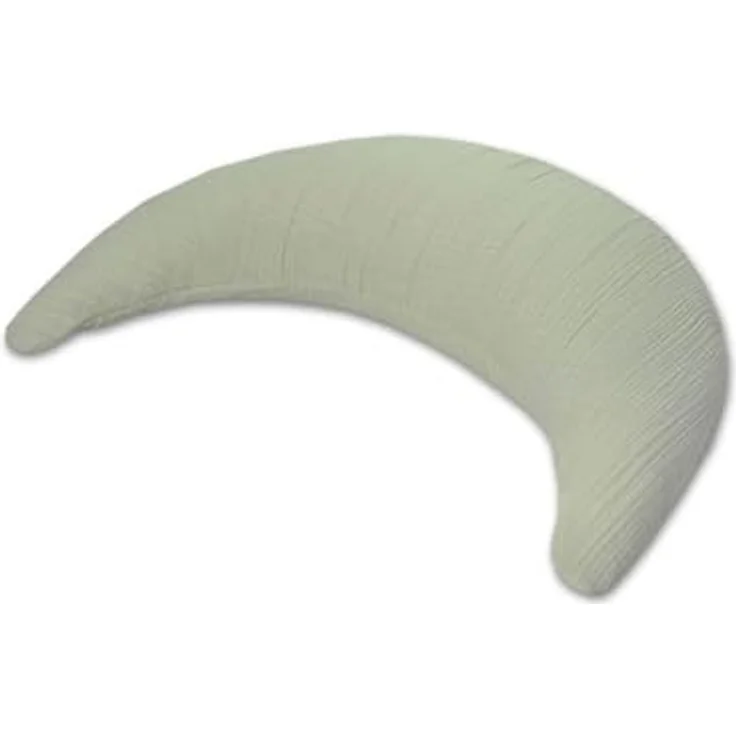 Theraline Stillkissen Der Musselinmond, ergonomisches Stillkissen mit feiner Perlen-Füllung, Bezug 140 cm, Salbei – Bild 1