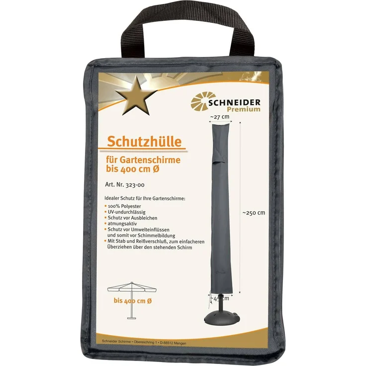 Schutzhülle für Schirme bis 400 cm Ø ,300 x 300 cm, mit Reißverschluss und Stab – Bild 1
