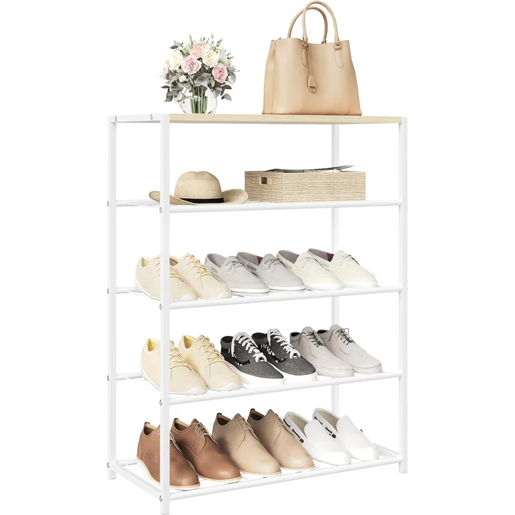 WOLTU Schuhregal mit 4 Ebenen, Schuhständer Metall, Schuhaufbewahrung platzsparend, Schuhorganizer für 12 Paar, Flur Wohnzimmer, 63 x 83 x 30 cm, weiß – Bild 8