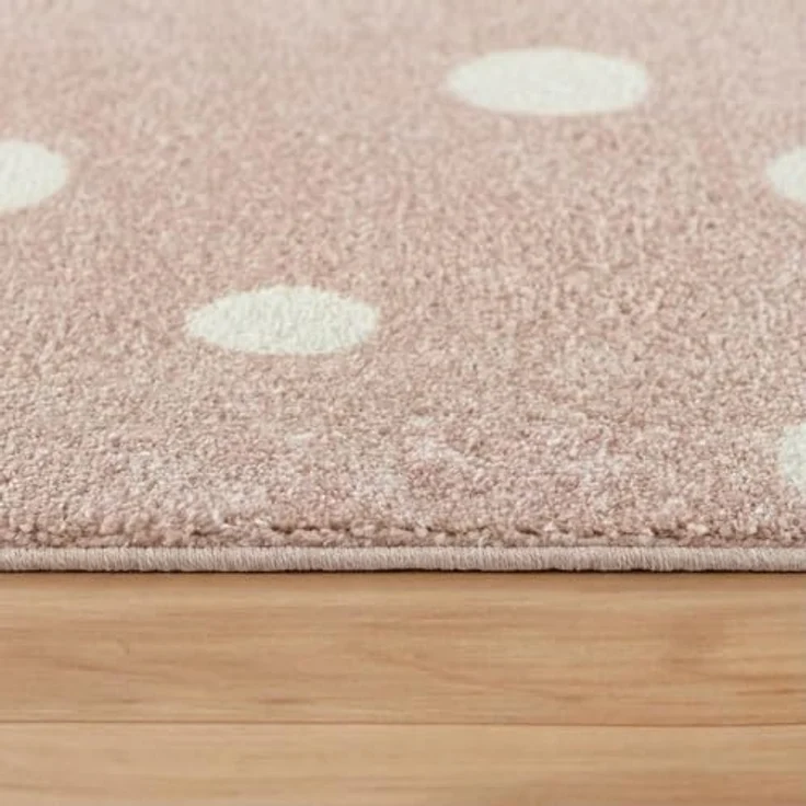 Jimri Kinderteppich DOTS l Pünktchen Gepunktet | Farbe: Beige Blau Rosa | Kinderzimmer/Jugendzimmer – Bild 7