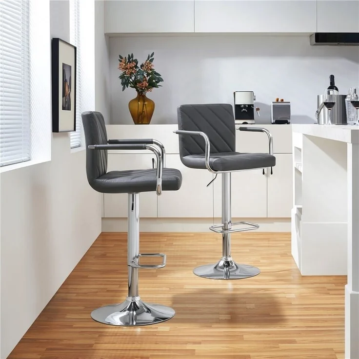 Yaheetech Barhocker 2/4-er Set (4 St), Höhenverstellbarer Barstuhl mit Armlehnen, Sitzhöhe 62,5 cm – 84,5 cm – Bild 1