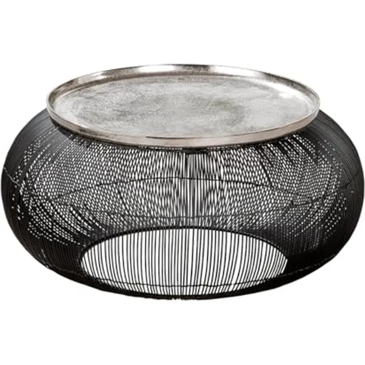 GILDE Tisch Puntual - schwarz-silber - H. 30,5cm x D. 64cm - 42681