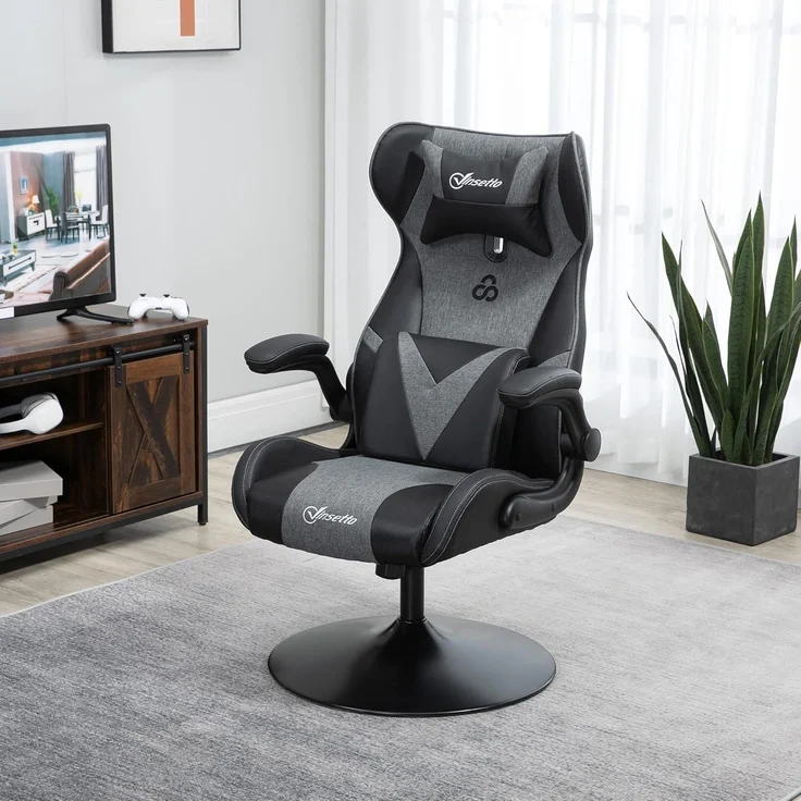 Vinsetto Schreibtischstuhl höhenverstellbarer Bürostuhl, 360° drehbar (Gamingstuhl, 1 St), für Büro, Schlafzimmer, Schwarz – Bild 2