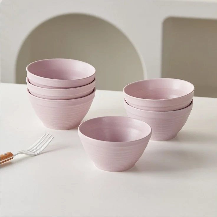 JIWOO Müslischale 6er Ø11,8cm, Frühstückschalen Eisschale Dessertschalen Schale, Keramik, (Schaleset, 6-tlg), Porzellan Hochwertiges Schalen Lila Mikrowellenofen Spülmaschine – Bild 4
