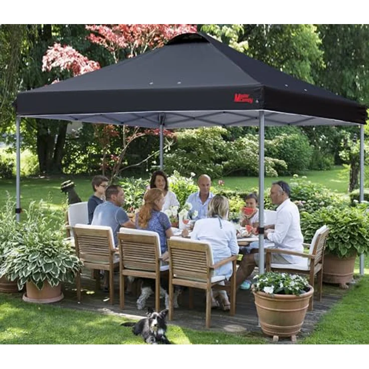 MASTERCANOPY 3x3 m Pop-up-Pavillon Faltpavillon Festzelt mit Entlüftung für Markt, Garten, Events, Schwarz – Bild 6
