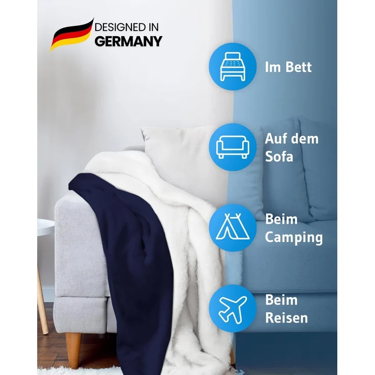 Sherpa Decke KAMI - 230 x 270 Nachtblau – Bild 4