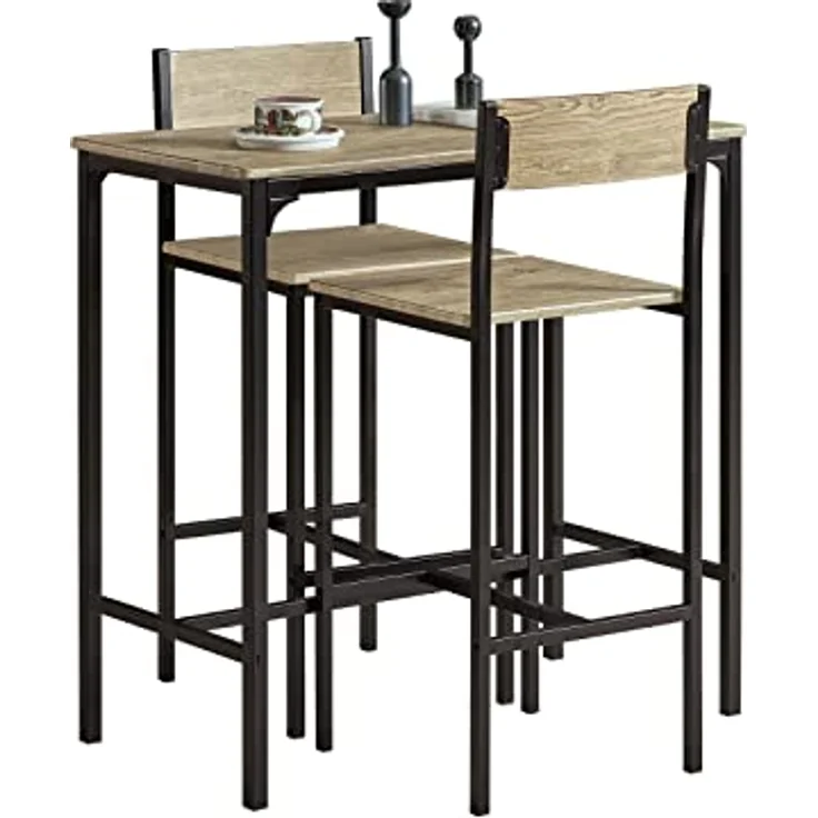 SoBuy Bartisch OGT03, Bartisch Set 3-teilig Esstisch Bistrotisch Balkonmöbel Bistromöbel – Bild 2